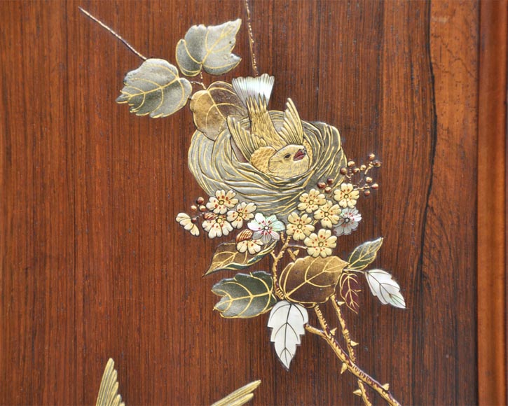 Meuble vitrine japonisant aux oiseaux Meuble vitrine japonisant aux oiseaux-8