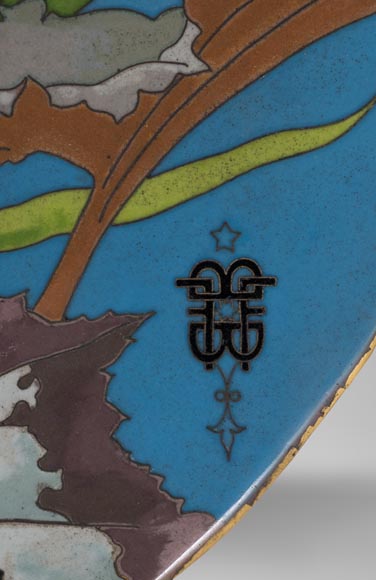 André-Fernand THESMAR (1843-1912) et Ferdinand BARBEDIENNE (1810-1892) - Assiette d’ornement japonisante André-Fernand THESMAR (1843-1912) et Ferdinand BARBEDIENNE (1810-1892) - Assiette d’ornement japonisante-2