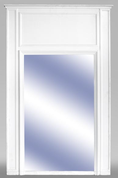 Grand trumeau ancien en bois et stuc blanc Grand trumeau ancien en bois et stuc blanc-0