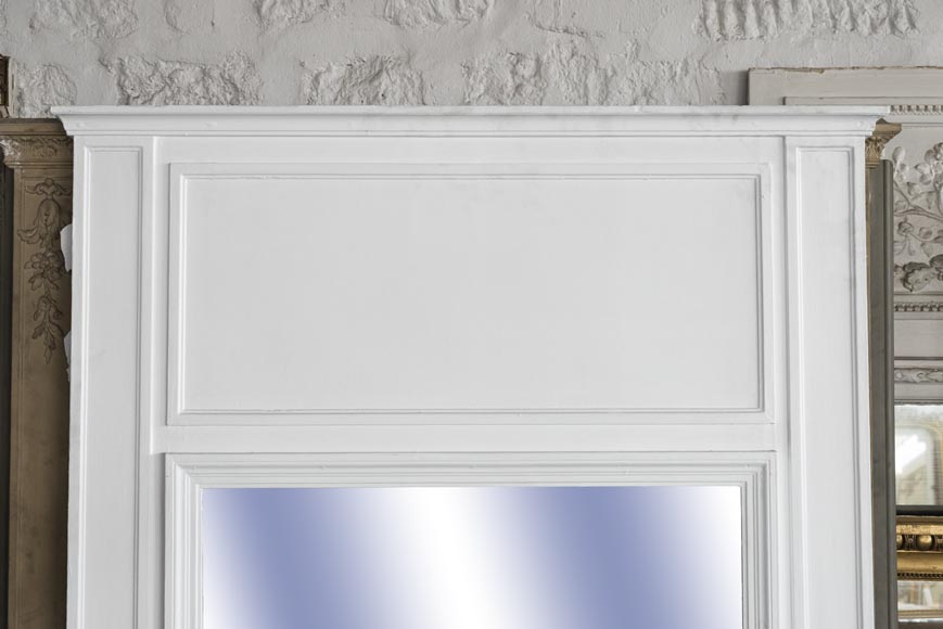 Grand trumeau ancien en bois et stuc blanc Grand trumeau ancien en bois et stuc blanc-1