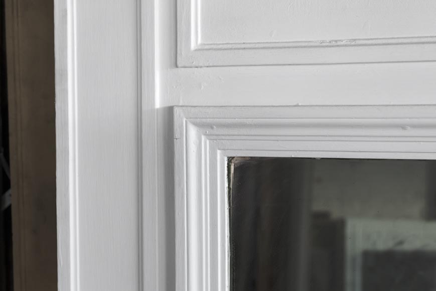 Grand trumeau ancien en bois et stuc blanc Grand trumeau ancien en bois et stuc blanc-3