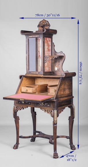 Secrétaire-vitrine japonisant Secrétaire-vitrine japonisant-11