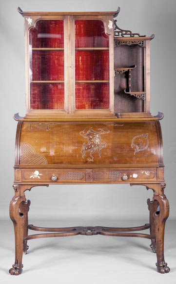 Bureau à cylindre japonisant Bureau à cylindre japonisant -0