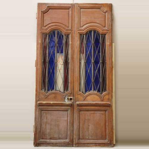 Porte en bois double face XVIIIe avec ferronerie du XIXe