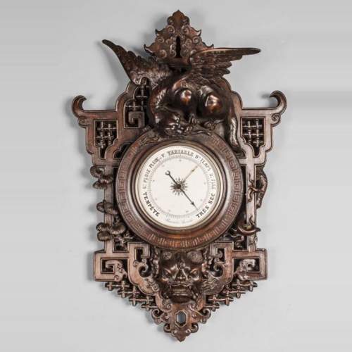 Baromètre japonisant à décor de dragon et de chien de Fô