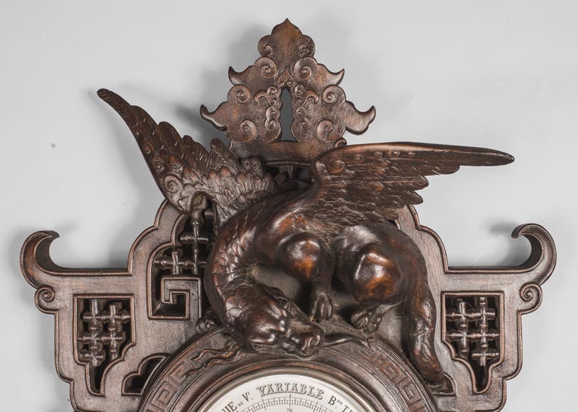 Baromètre japonisant à décor de dragon et de chien de Fô Baromètre japonisant à décor de dragon et de chien de Fô-2