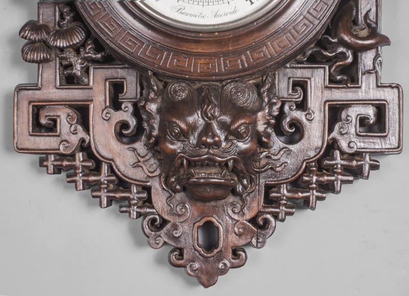 Baromètre japonisant à décor de dragon et de chien de Fô Baromètre japonisant à décor de dragon et de chien de Fô-3