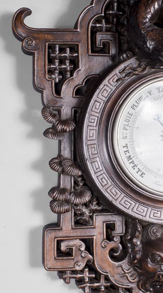 Baromètre japonisant à décor de dragon et de chien de Fô Baromètre japonisant à décor de dragon et de chien de Fô-5