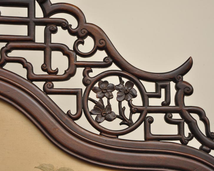 Maison des Bambous Alfred PERRET et Ernest VIBERT (attribué à) - Paravent japonisant en soie brodée Maison des Bambous Alfred PERRET et Ernest VIBERT (attribué à) - Paravent japonisant en soie brodée-3