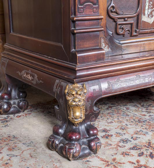 Importante vitrine au dragon et décor de nacre Importante vitrine au dragon et décor de nacre-3