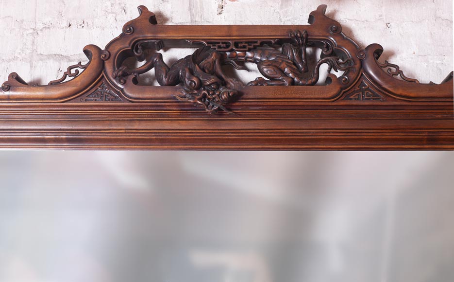 Meuble sous lavabo et son miroir d'inspiration extrême oriental Meuble sous lavabo et son miroir d'inspiration extrême oriental-1