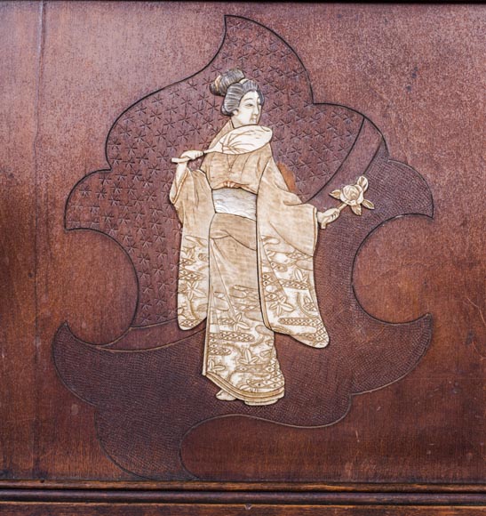 Vestiaire d'entrée japonisant à décor de pagode Vestiaire d'entrée japonisant à décor de pagode-5