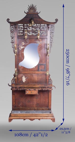 Vestiaire d'entrée japonisant à décor de pagode Vestiaire d'entrée japonisant à décor de pagode-12