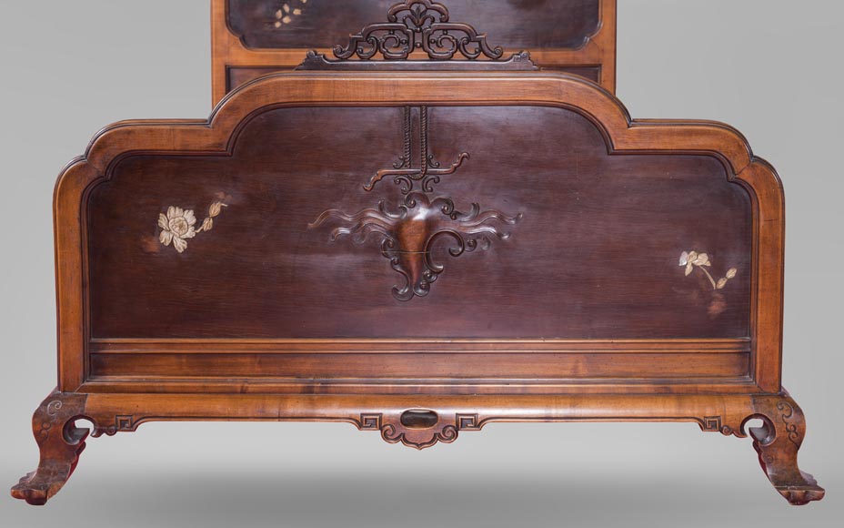 Maison des Bambous Alfred PERRET et Ernest VIBERT (attribué à) - Lit japonisant au dragon Maison des Bambous Alfred PERRET et Ernest VIBERT (attribué à) - Lit japonisant au dragon-3