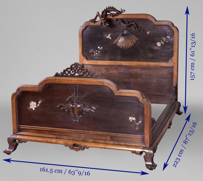 Maison des Bambous Alfred PERRET et Ernest VIBERT (attribué à) - Lit japonisant au dragon Maison des Bambous Alfred PERRET et Ernest VIBERT (attribué à) - Lit japonisant au dragon-9