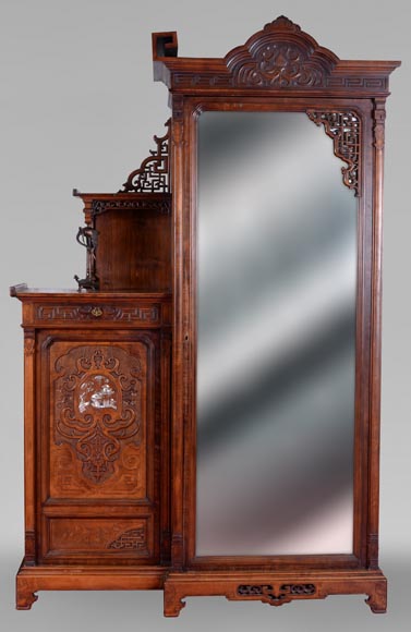 Très belle chambre à coucher japonisante en sycomore Très belle chambre à coucher japonisante en sycomore-1