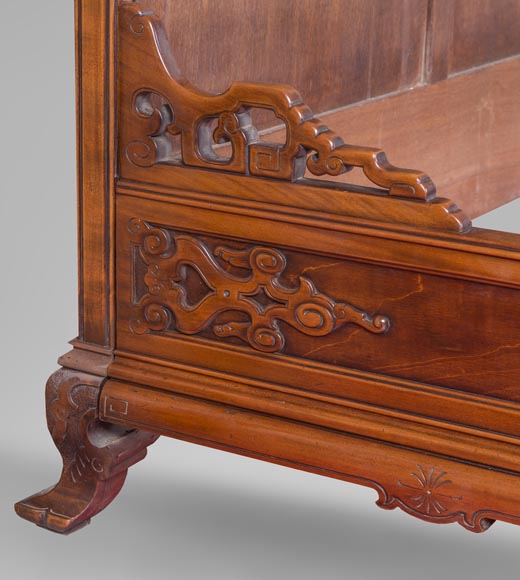 Lit ancien d'inspiration extrême-orientale à décor en os gravé et incrusté Lit ancien d'inspiration extrême-orientale à décor en os gravé et incrusté-6