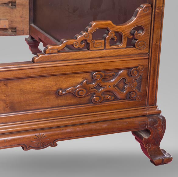 Lit ancien d'inspiration extrême-orientale à décor en os gravé et incrusté Lit ancien d'inspiration extrême-orientale à décor en os gravé et incrusté-7