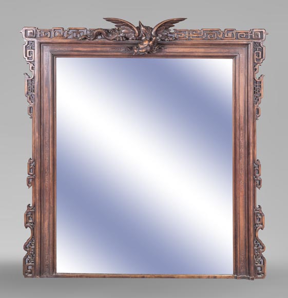 Grand trumeau Japonisant au dragon ailé  Grand trumeau Japonisant au dragon ailé -0