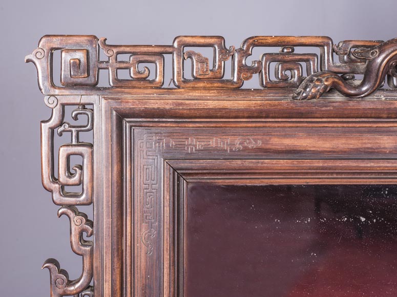 Grand trumeau Japonisant au dragon ailé  Grand trumeau Japonisant au dragon ailé -2