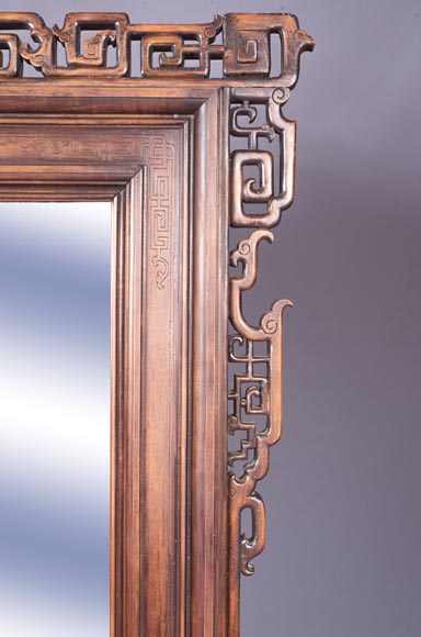 Grand trumeau Japonisant au dragon ailé  Grand trumeau Japonisant au dragon ailé -4