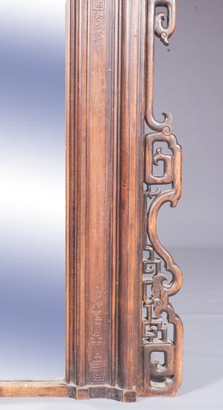 Grand trumeau Japonisant au dragon ailé  Grand trumeau Japonisant au dragon ailé -5