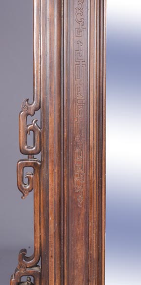 Grand trumeau Japonisant au dragon ailé  Grand trumeau Japonisant au dragon ailé -7