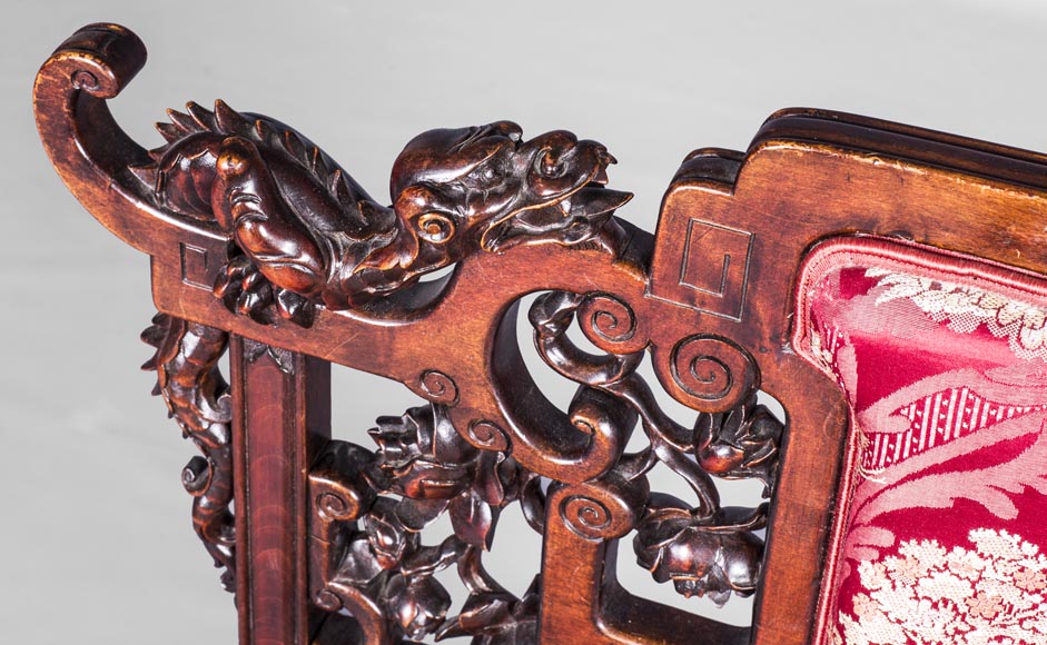 Cyrille RUFFIER DES AIMES (1844-1916) - Ensemble de deux chaises et un fauteuil d'inspiration extrême-orientale Cyrille RUFFIER DES AIMES (1844-1916) - Ensemble de deux chaises et un fauteuil d'inspiration extrême-orientale-23