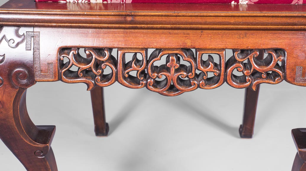 Cyrille RUFFIER DES AIMES (1844-1916) - Ensemble de deux chaises et un fauteuil d'inspiration extrême-orientale Cyrille RUFFIER DES AIMES (1844-1916) - Ensemble de deux chaises et un fauteuil d'inspiration extrême-orientale-24