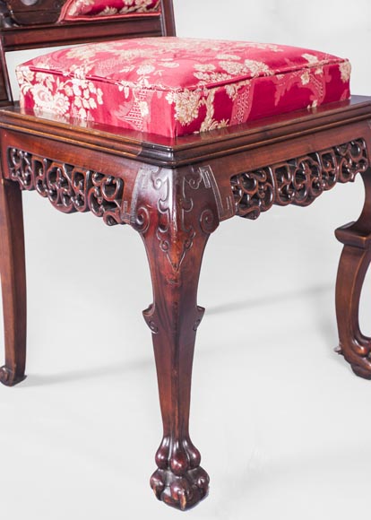 Cyrille RUFFIER DES AIMES (1844-1916) - Ensemble de deux chaises et un fauteuil d'inspiration extrême-orientale Cyrille RUFFIER DES AIMES (1844-1916) - Ensemble de deux chaises et un fauteuil d'inspiration extrême-orientale-25