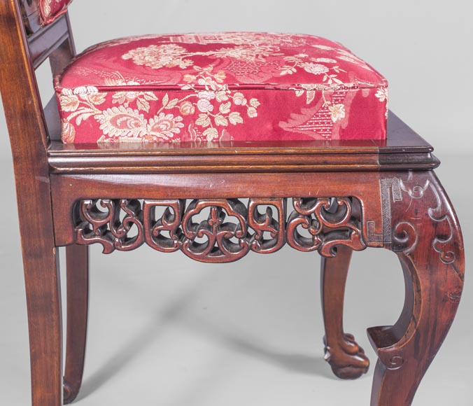 Cyrille RUFFIER DES AIMES (1844-1916) - Ensemble de deux chaises et un fauteuil d'inspiration extrême-orientale Cyrille RUFFIER DES AIMES (1844-1916) - Ensemble de deux chaises et un fauteuil d'inspiration extrême-orientale-26