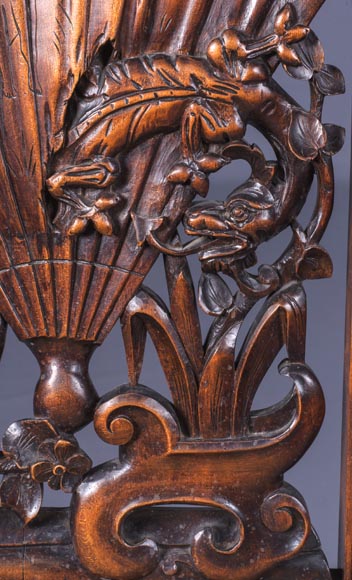 Maison Soubrier, Paire de chaises japonisantes aux dossiers en forme d’éventails Maison Soubrier, Paire de chaises japonisantes aux dossiers en forme d’éventails-8