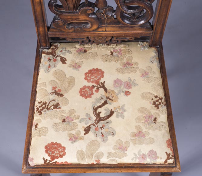 Maison Soubrier, Paire de chaises japonisantes aux dossiers en forme d’éventails Maison Soubrier, Paire de chaises japonisantes aux dossiers en forme d’éventails-9