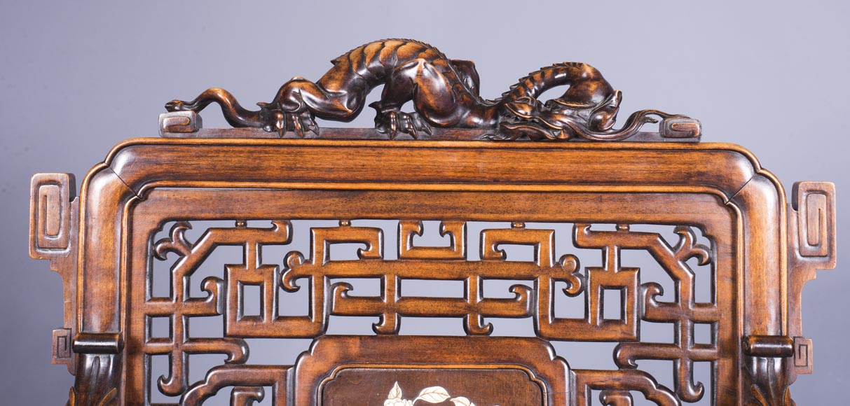 Maison des Bambous Alfred PERRET et Ernest VIBERT (attribué à) - Beau salon japonisant aux dragons et dossiers ajourés Maison des Bambous Alfred PERRET et Ernest VIBERT (attribué à) - Beau salon japonisant aux dragons et dossiers ajourés-10