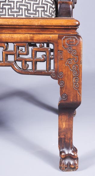 Maison des Bambous Alfred PERRET et Ernest VIBERT (attribué à) - Beau salon japonisant aux dragons et dossiers ajourés Maison des Bambous Alfred PERRET et Ernest VIBERT (attribué à) - Beau salon japonisant aux dragons et dossiers ajourés-11