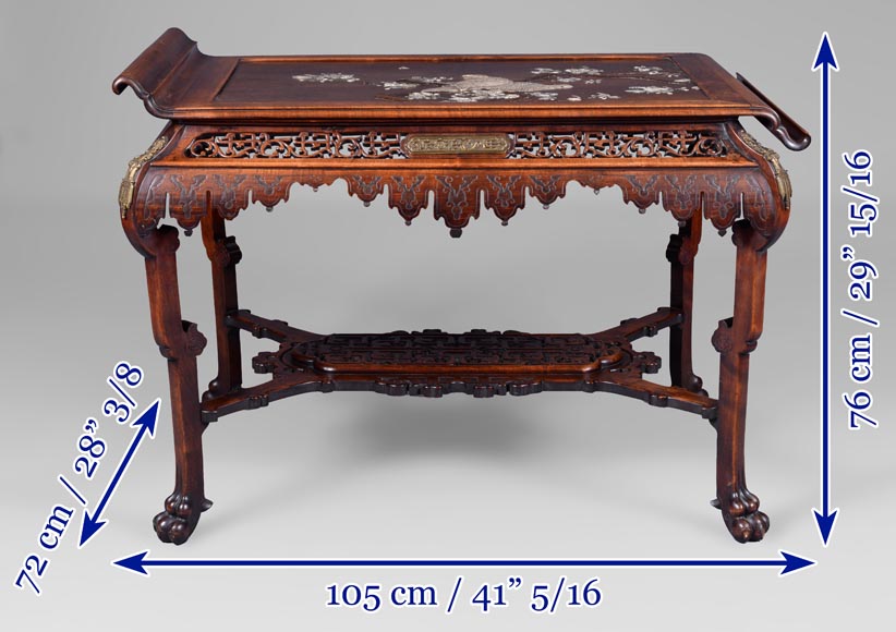 Gabriel Viardot (attribuée à), Table japonisante avec marqueterie d'oiseau en os, vers 1870-1880 Gabriel Viardot (attribuée à), Table japonisante avec marqueterie d'oiseau en os, vers 1870-1880-15