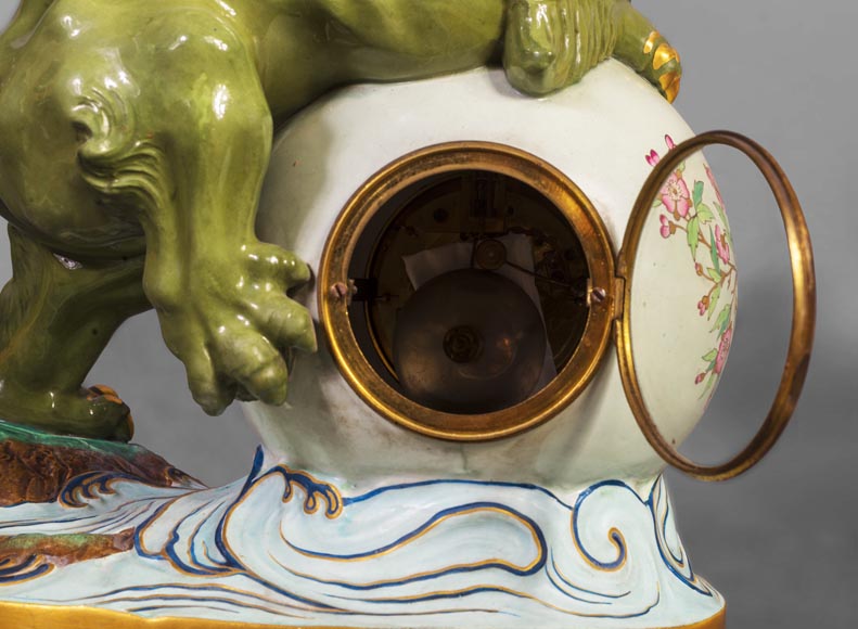 Pendule japonisante au chien de Fô Pendule japonisante au chien de Fô-8