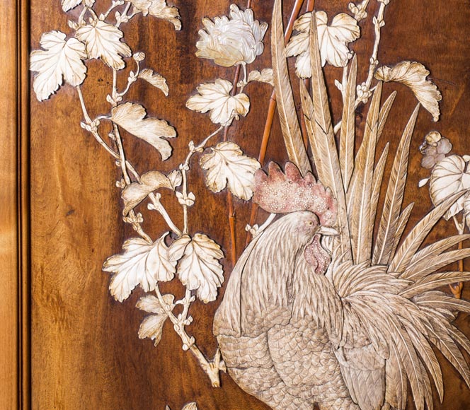 Gabriel VIARDOT (1830-1906) (attribué à) - Importante armoire japonisante aux grands panneaux de marqueterie Gabriel VIARDOT (1830-1906) (attribué à) - Importante armoire japonisante aux grands panneaux de marqueterie-4