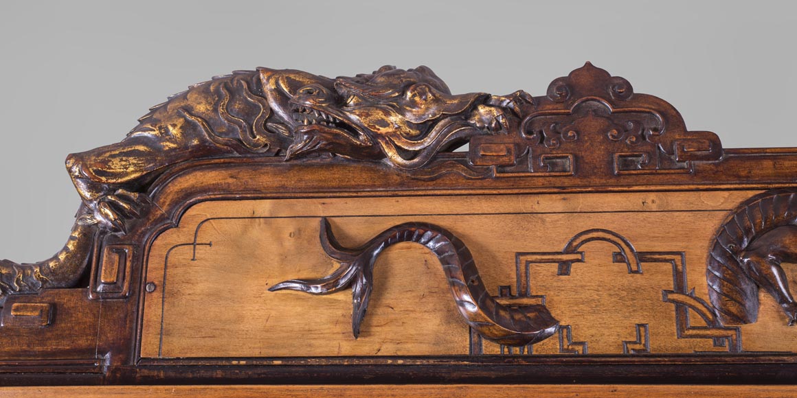 Gabriel VIARDOT (1830-1906) (attribué à) - Importante armoire japonisante aux grands panneaux de marqueterie Gabriel VIARDOT (1830-1906) (attribué à) - Importante armoire japonisante aux grands panneaux de marqueterie-10