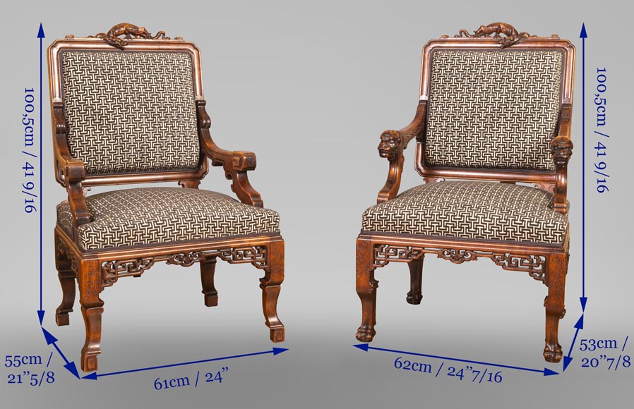 Gabriel VIARDOT (attribué à) - Ensemble de deux fauteuils au dragon Gabriel VIARDOT (attribué à) - Ensemble de deux fauteuils au dragon-13