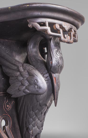 Maison des Bambous Alfred PERRET et Ernest VIBERT (attribué à) - Paire de consoles d'applique aux cigognes Maison des Bambous Alfred PERRET et Ernest VIBERT (attribué à) - Paire de consoles d'applique aux cigognes-2