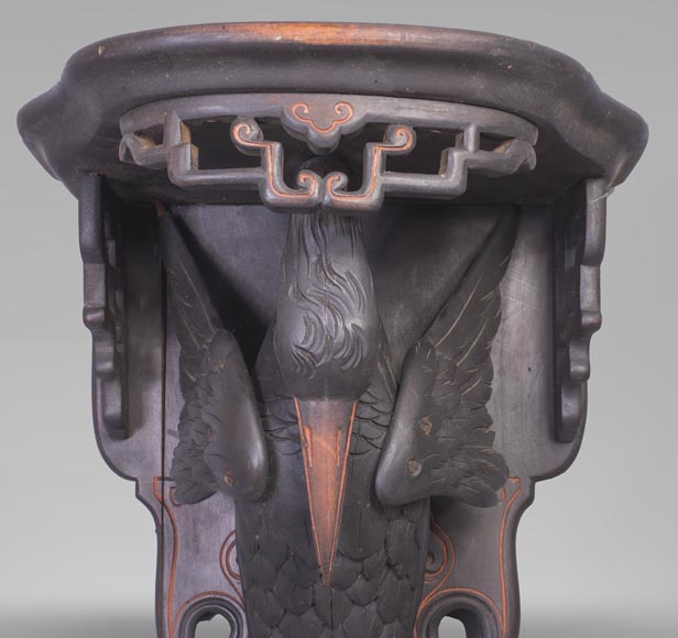 Maison des Bambous Alfred PERRET et Ernest VIBERT (attribué à) - Paire de consoles d'applique aux cigognes Maison des Bambous Alfred PERRET et Ernest VIBERT (attribué à) - Paire de consoles d'applique aux cigognes-3