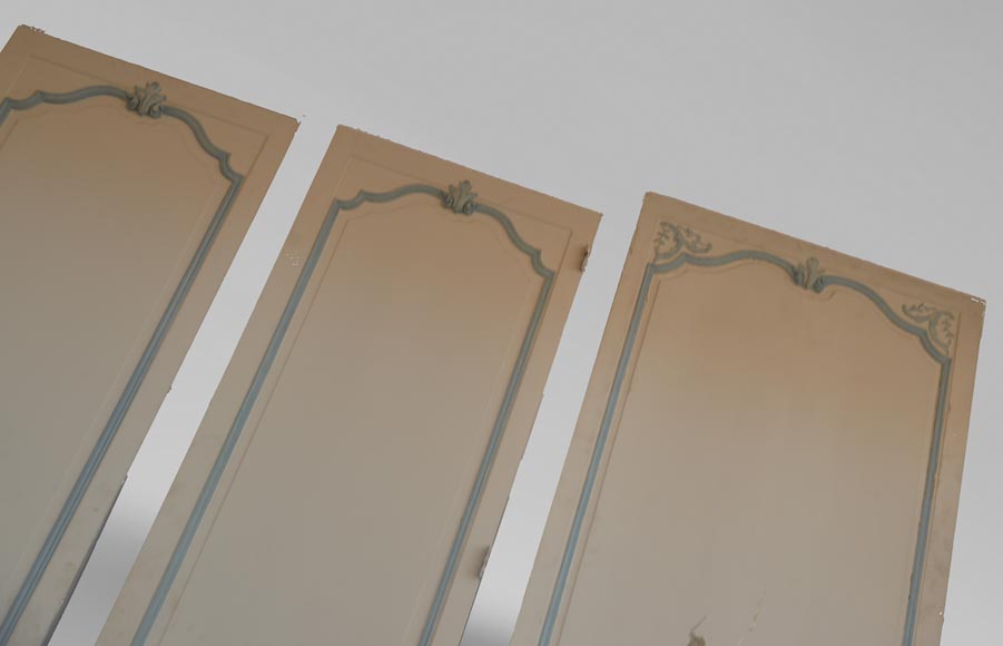Eléments de boiserie de style Louis XV blanc et bleu pastel Eléments de boiserie de style Louis XV blanc et bleu pastel-4