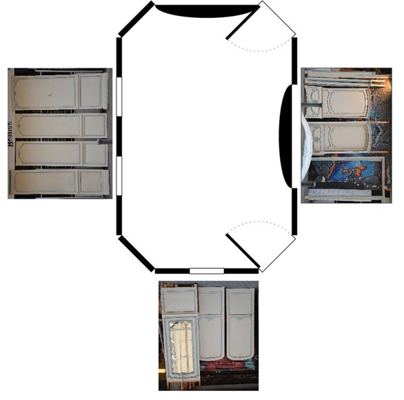 Eléments de boiserie de style Louis XV blanc et bleu pastel Eléments de boiserie de style Louis XV blanc et bleu pastel-18