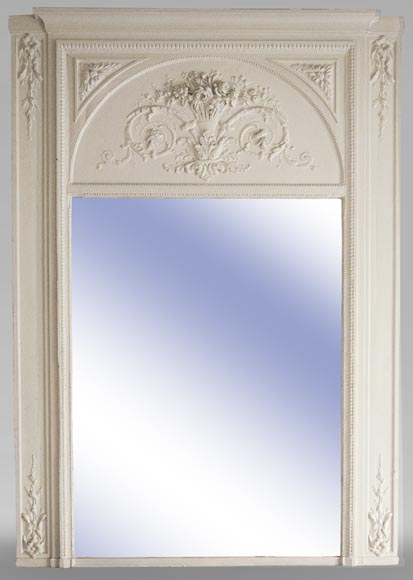 Grand trumeau ancien de style Louis XVI au panier de fleurs Grand trumeau ancien de style Louis XVI au panier de fleurs-0