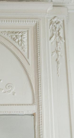 Grand trumeau ancien de style Louis XVI au panier de fleurs Grand trumeau ancien de style Louis XVI au panier de fleurs-3