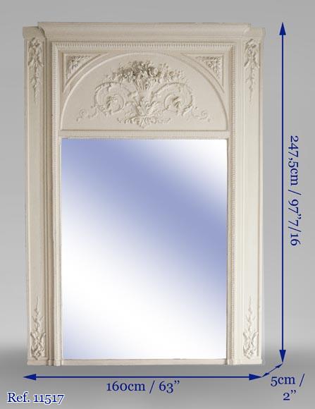 Grand trumeau ancien de style Louis XVI au panier de fleurs Grand trumeau ancien de style Louis XVI au panier de fleurs-7