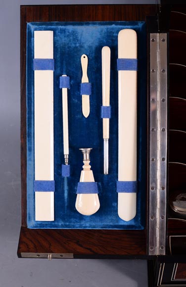 Maison Sormani, Luxueux nécessaire à écrire en marqueterie d'acajou et ivoire Maison Sormani, Luxueux nécessaire à écrire en marqueterie d'acajou et ivoire-8