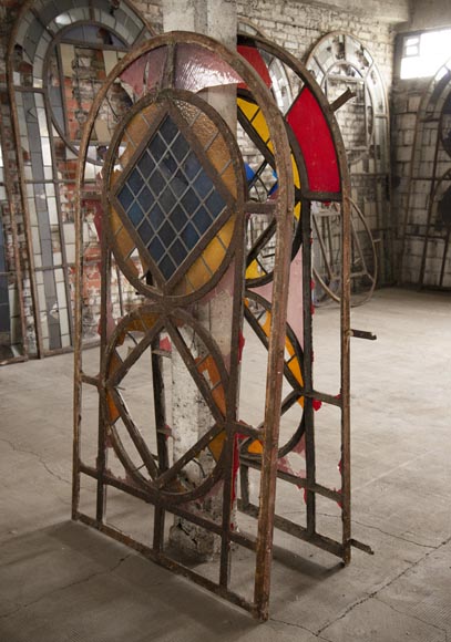 Important ensemble de vitraux de style Art déco du XXe siècle Important ensemble de vitraux de style Art déco du XXe siècle-8