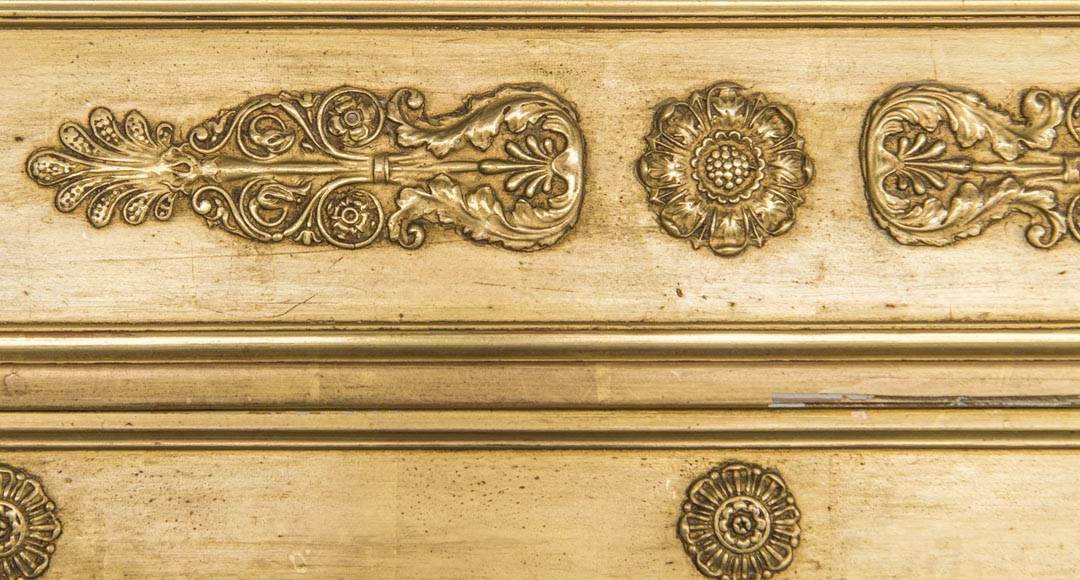 Trumeau ancien de style Empire, doré, fronton à décor de lions Trumeau ancien de style Empire, doré, fronton à décor de lions-2